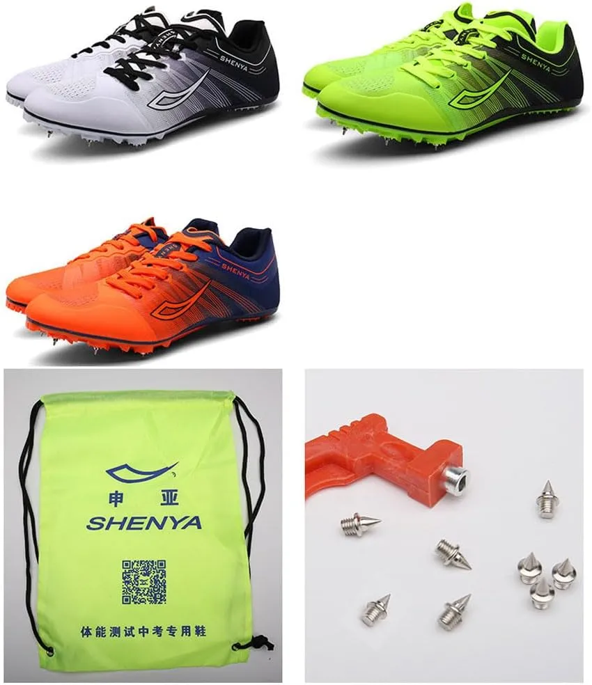 Mens Womens Athletics Track and Field Shoes,8 Nails Racing Jumping Sneakers,Running Spikes Track Shoes Breathable Lightweight Non-Slip,for Kids,Youth,Adults,Training,Competition,Long Jump,35-45 EU