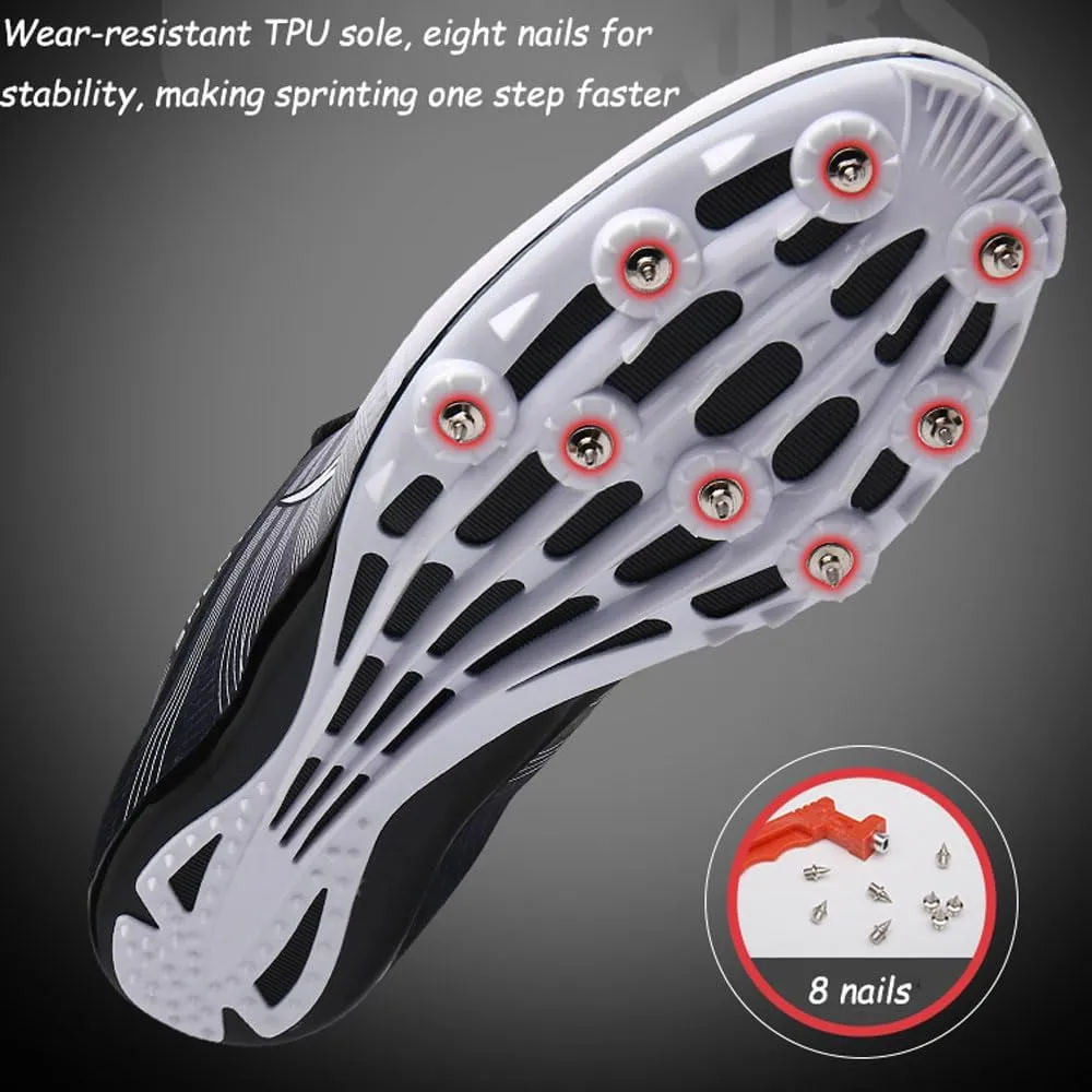 Mens Womens Athletics Track and Field Shoes,8 Nails Racing Jumping Sneakers,Running Spikes Track Shoes Breathable Lightweight Non-Slip,for Kids,Youth,Adults,Training,Competition,Long Jump,35-45 EU