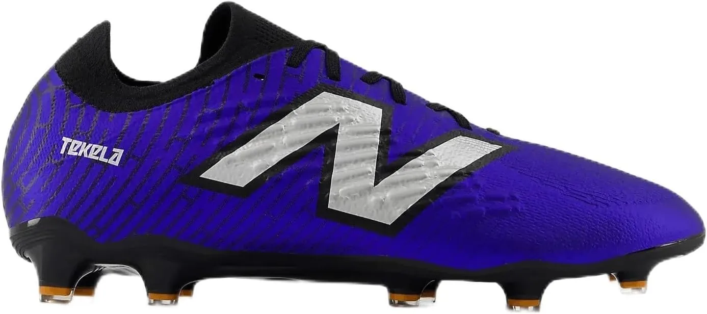 New Balance Unisex Tekela Magia Low Laced Fg V4  Soccer Shoe, Infinity Blue/Metallic Silver/Black, 7.5 Wide US Men