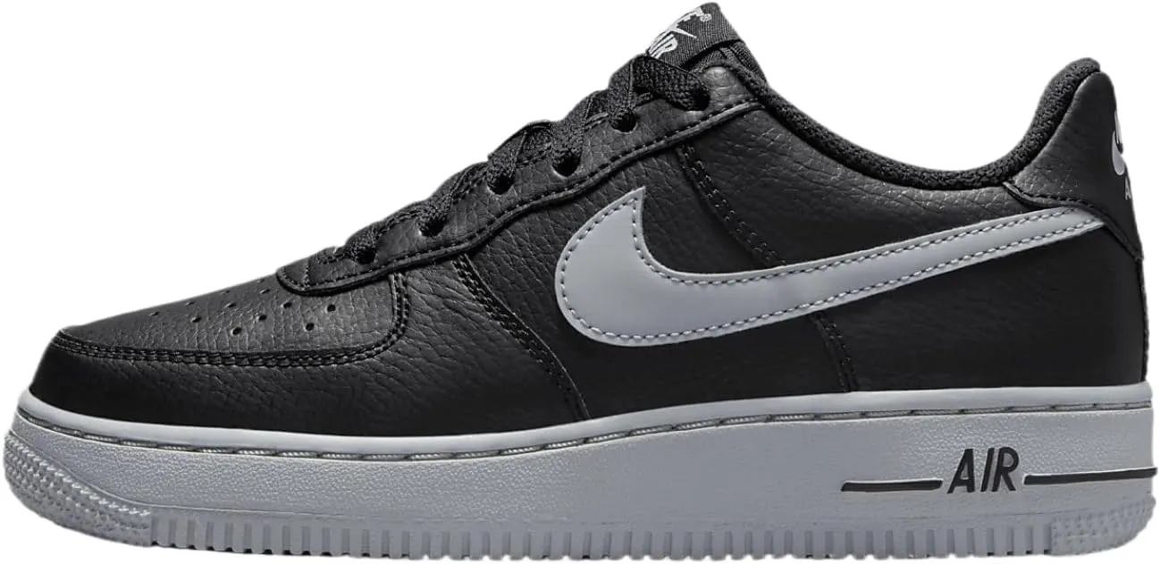 Nike Air Force 1 Big Kids' Shoes (HQ3807-001, Black/Wolf Grey)