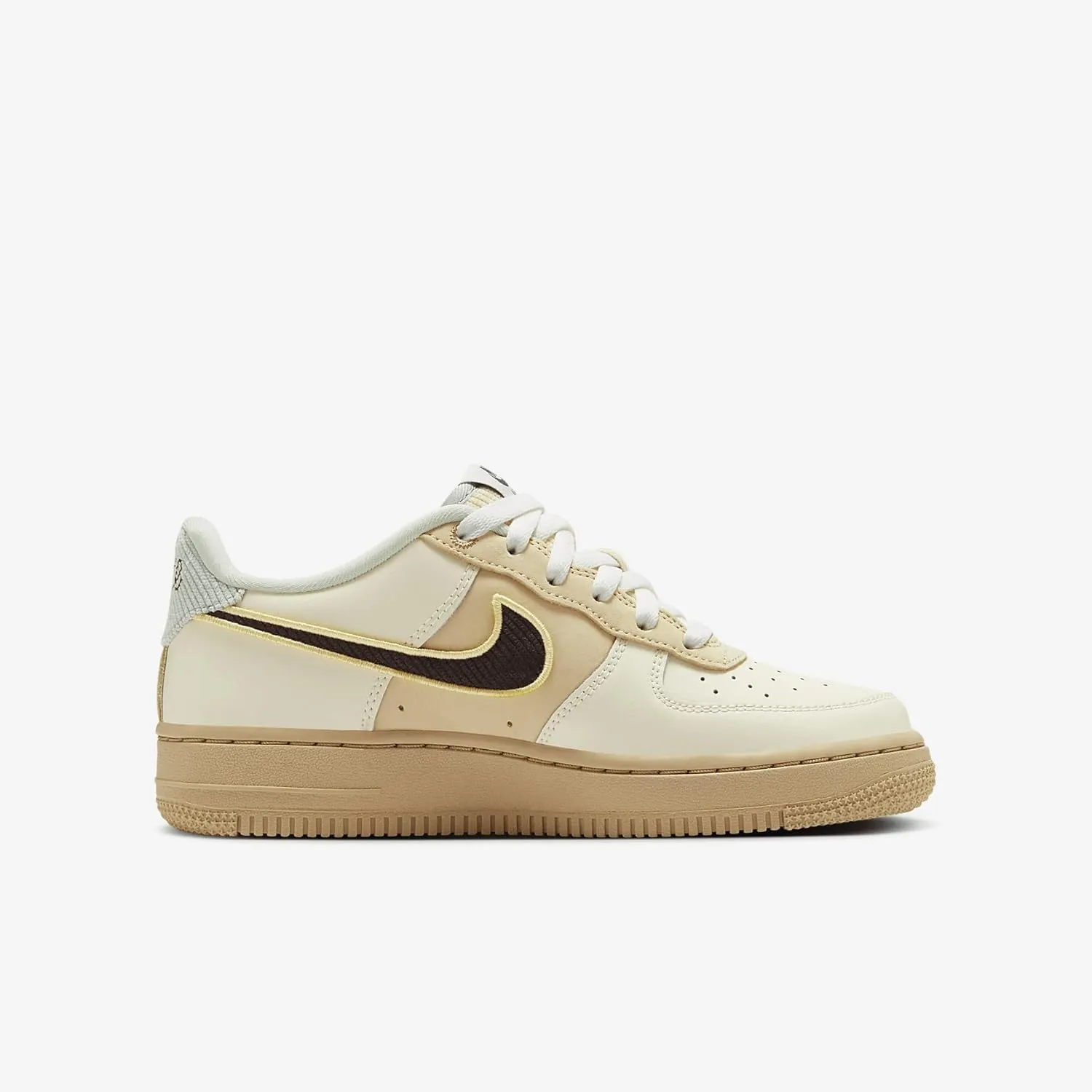 Nike Air Force 1 LV8 Big Kids' Shoes (HQ3473-122, Coconut Milk/Sesame/Seafoam/Baroque Brown)