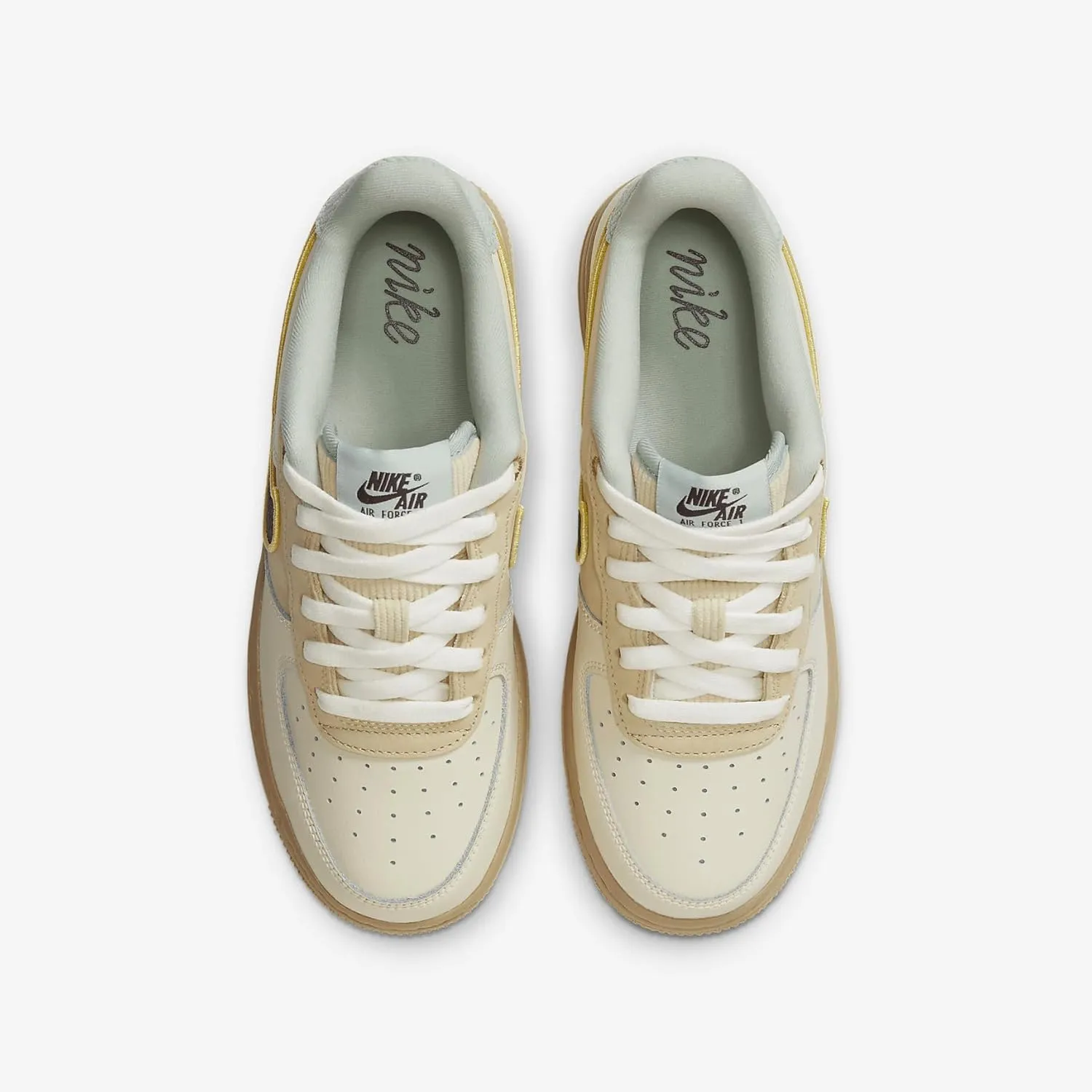 Nike Air Force 1 LV8 Big Kids' Shoes (HQ3473-122, Coconut Milk/Sesame/Seafoam/Baroque Brown)