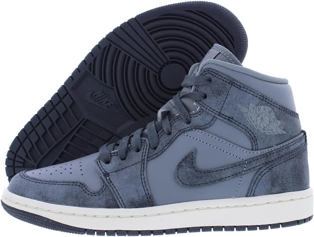 NIKE Air Jordan 1 Mid SE Women's Shoes (FJ3448-001, Smoke Grey/Sail/Off Noir) Size 8.5