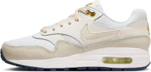 NIKE Air Max 1 Big Kids' Shoes (DZ3307-103, White/Bronzine/Barely Volt/Light Orewood Brown) Size 4.5
