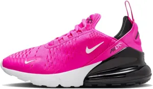 Nike Air Max 270 Big Kids' Shoes (943345-602,Laser Fuchsia/Summit White-Black-White) Size 5