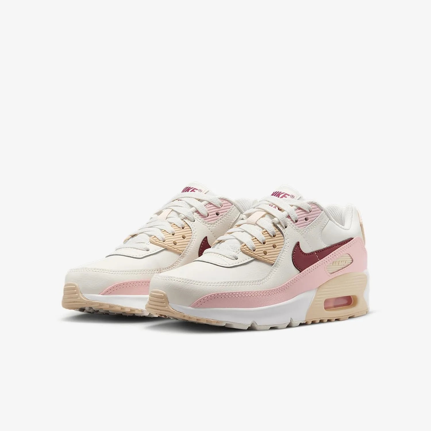 Nike Air Max 90 Big Kids' Shoes (HF6358-006, Phantom/Echo Pink/Sail/Dark Team Red)