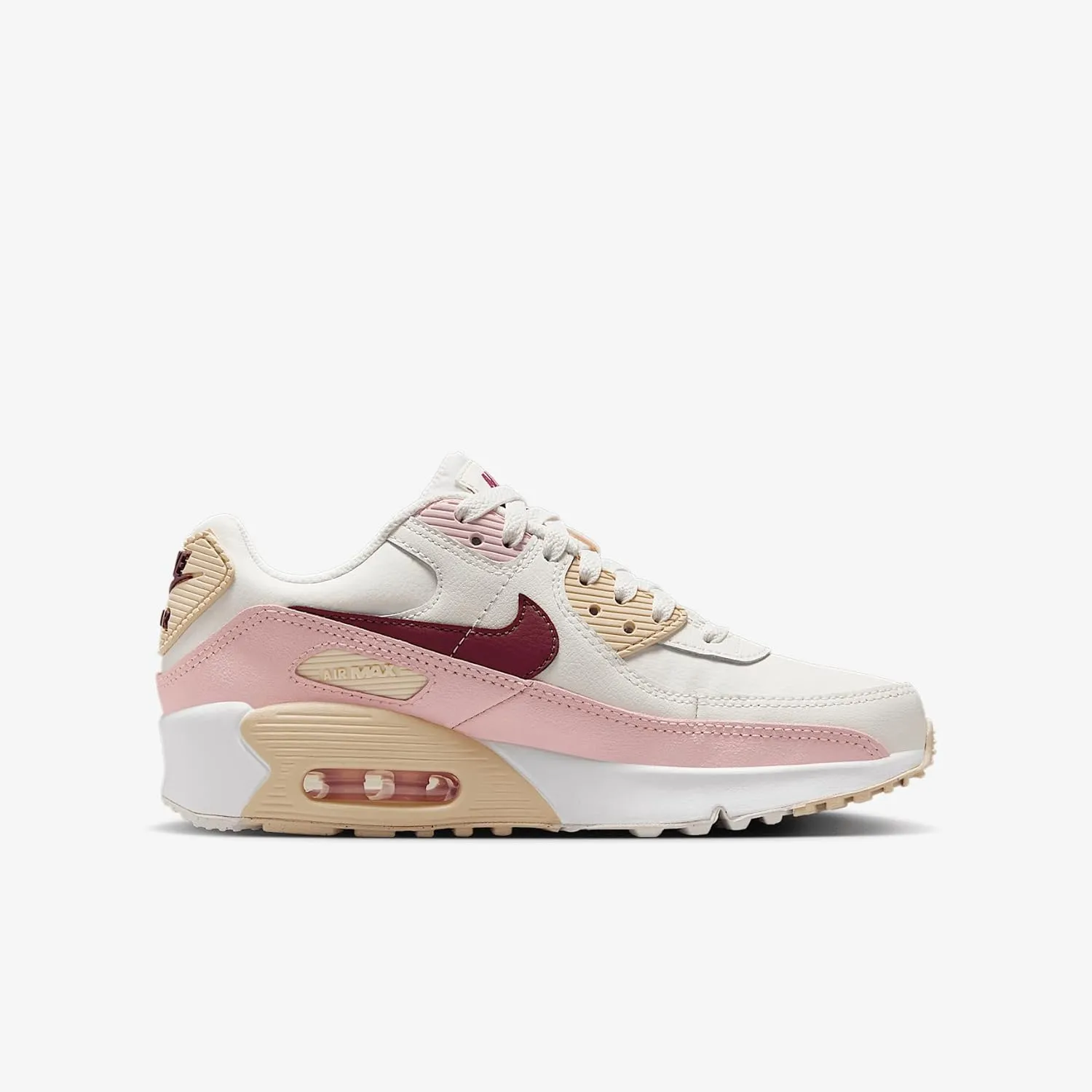 Nike Air Max 90 Big Kids' Shoes (HF6358-006, Phantom/Echo Pink/Sail/Dark Team Red)