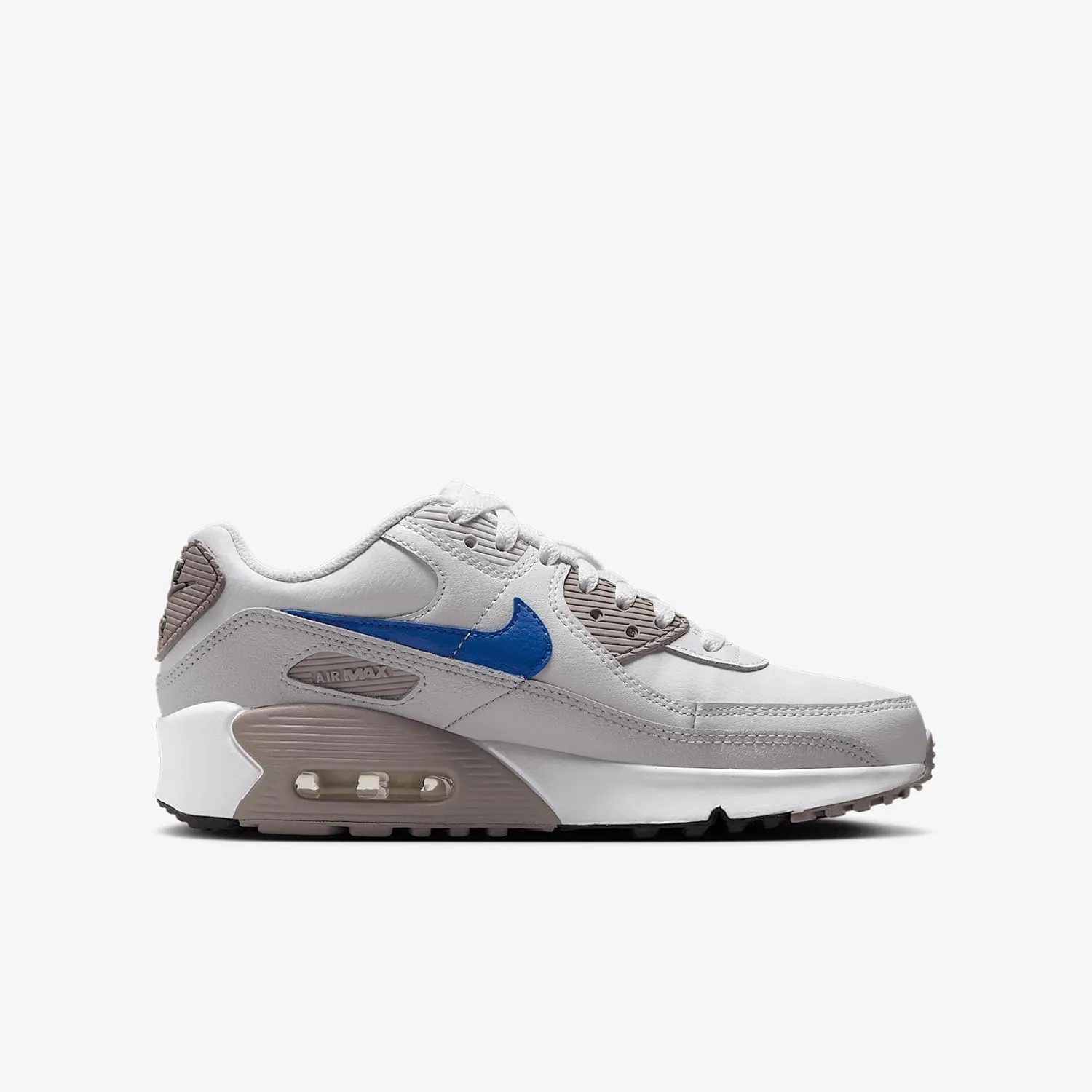 Nike Air Max 90 Big Kids' Shoes (HF6358-105, White/College Grey/Summit White/Racer Blue)