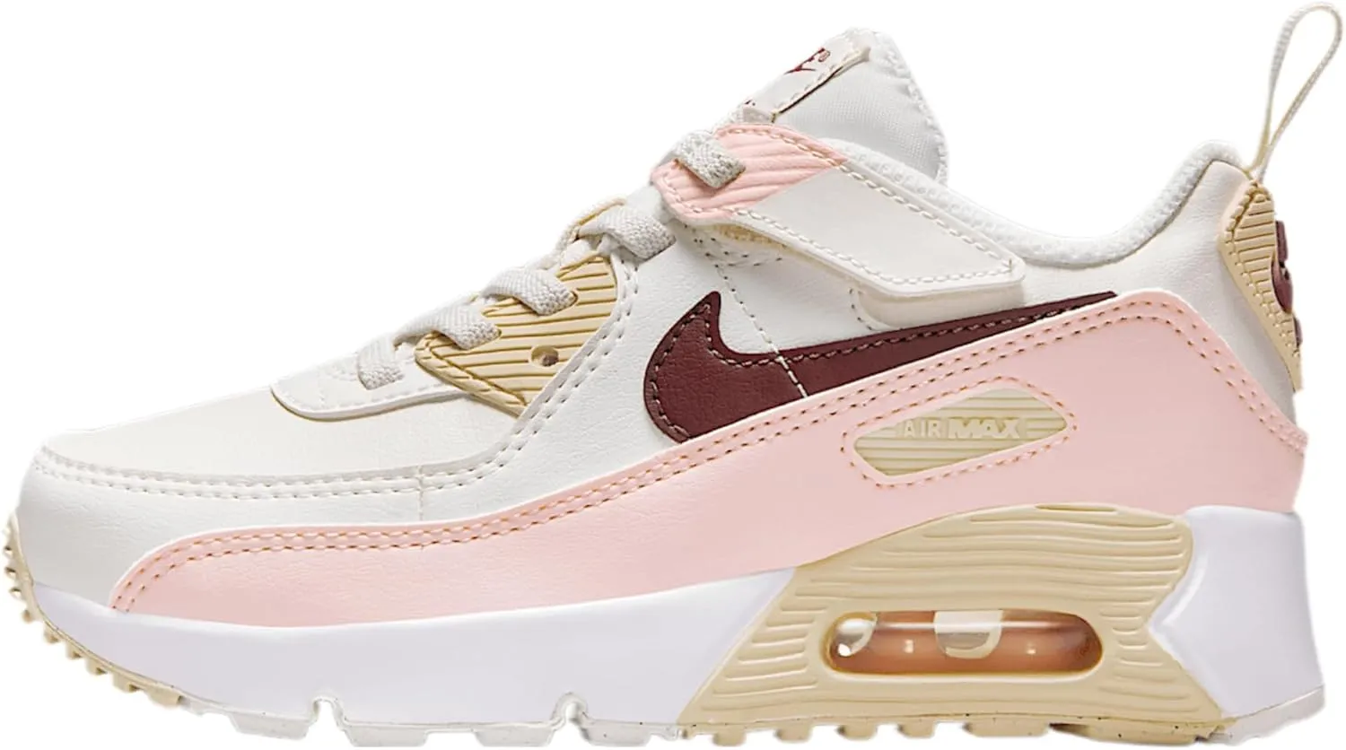 Nike Air Max 90 EasyOn Little Kids' Shoes (HF6357-006, Phantom/Echo Pink/Sail/Dark Team Red)