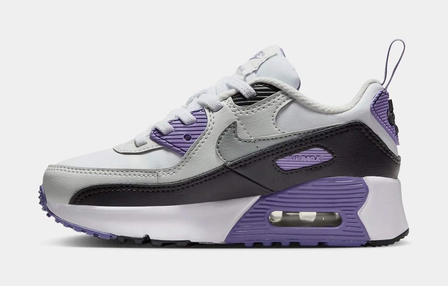 Nike Air Max 90 EasyOn Preschool Running Shoes (White/Light Grey/Dusty Amethyst) (IH1417-129, Grey/Purple/White)