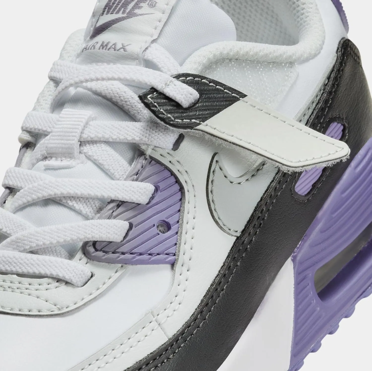 Nike Air Max 90 EasyOn Preschool Running Shoes (White/Light Grey/Dusty Amethyst) (IH1417-129, Grey/Purple/White)