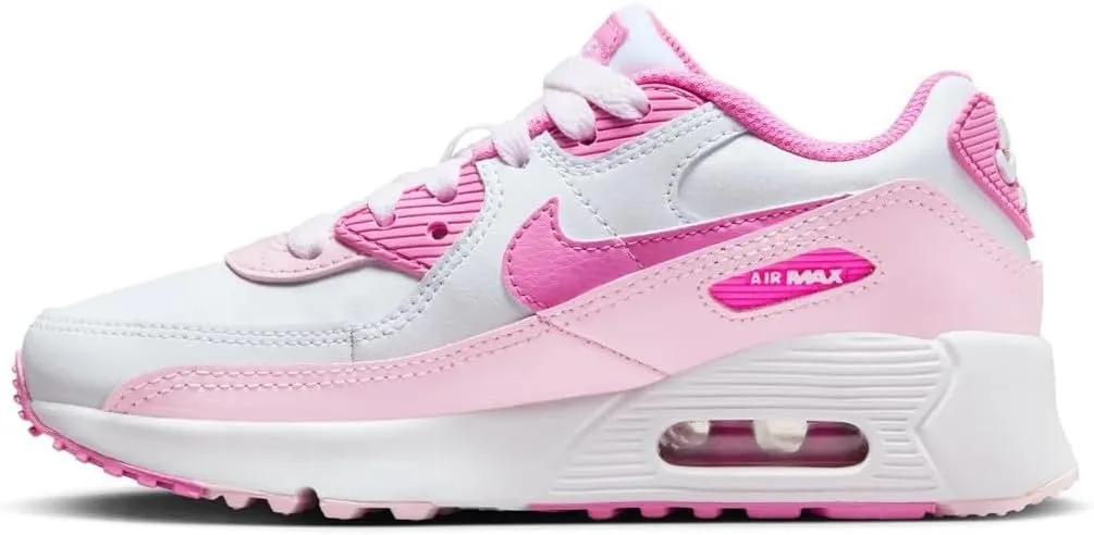 Nike Air Max 90 Little Kids' Shoes (FZ3558-100, White/Pink Foam/Playful Pink)