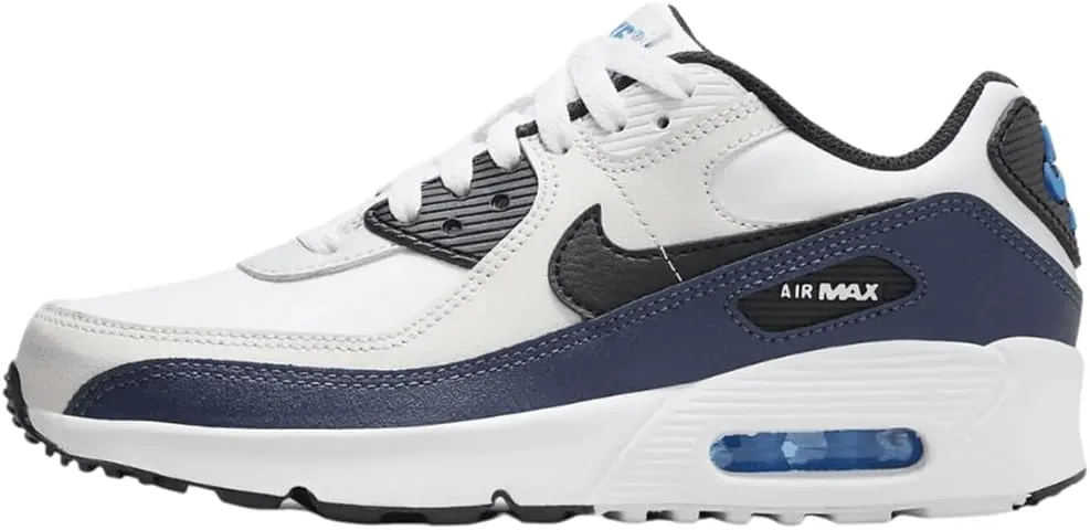 Nike Air Max 90 LTR Big Kids Shoes (CD6864-404, Thunder Blue/Phantom/Football Grey/Black) Size 5.5