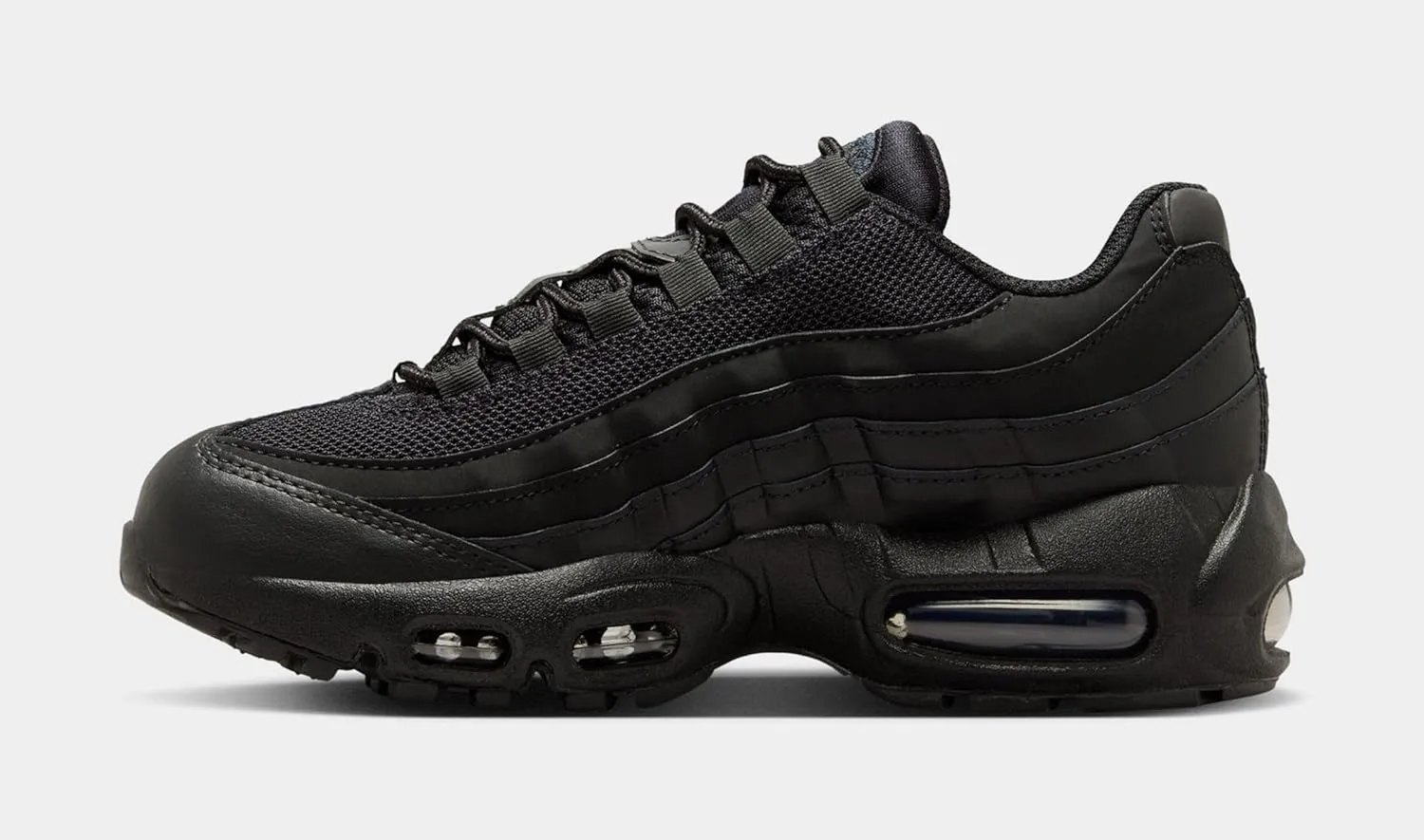 Nike Air Max 95 Grade School Running Shoes (Black/Black/Anthracite/Black) (II4053-001, Grey/White)