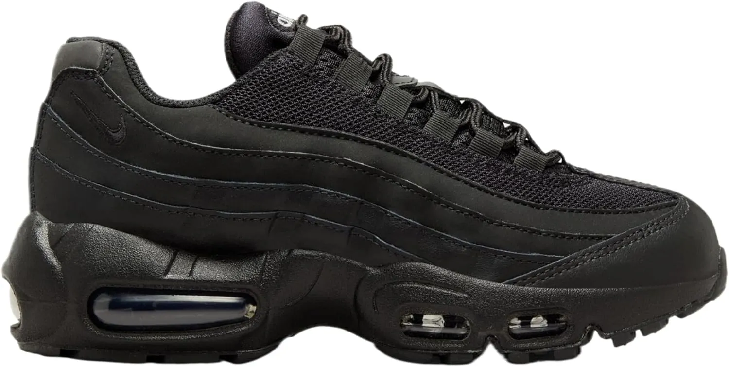 Nike Air Max 95 Grade School Running Shoes (Black/Black/Anthracite/Black) (II4053-001, Grey/White)