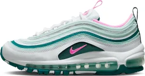 Nike Air Max 97 Big Kids Shoes (921522-118, White/Geode Teal/Jade Ice/Pink Spell) Size 5