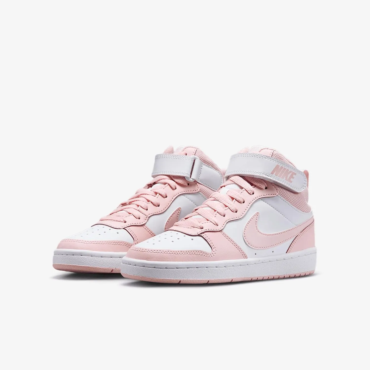 Nike Court Borough Mid 2 Big Kids' Shoes (CD7782-122, White/Echo Pink)