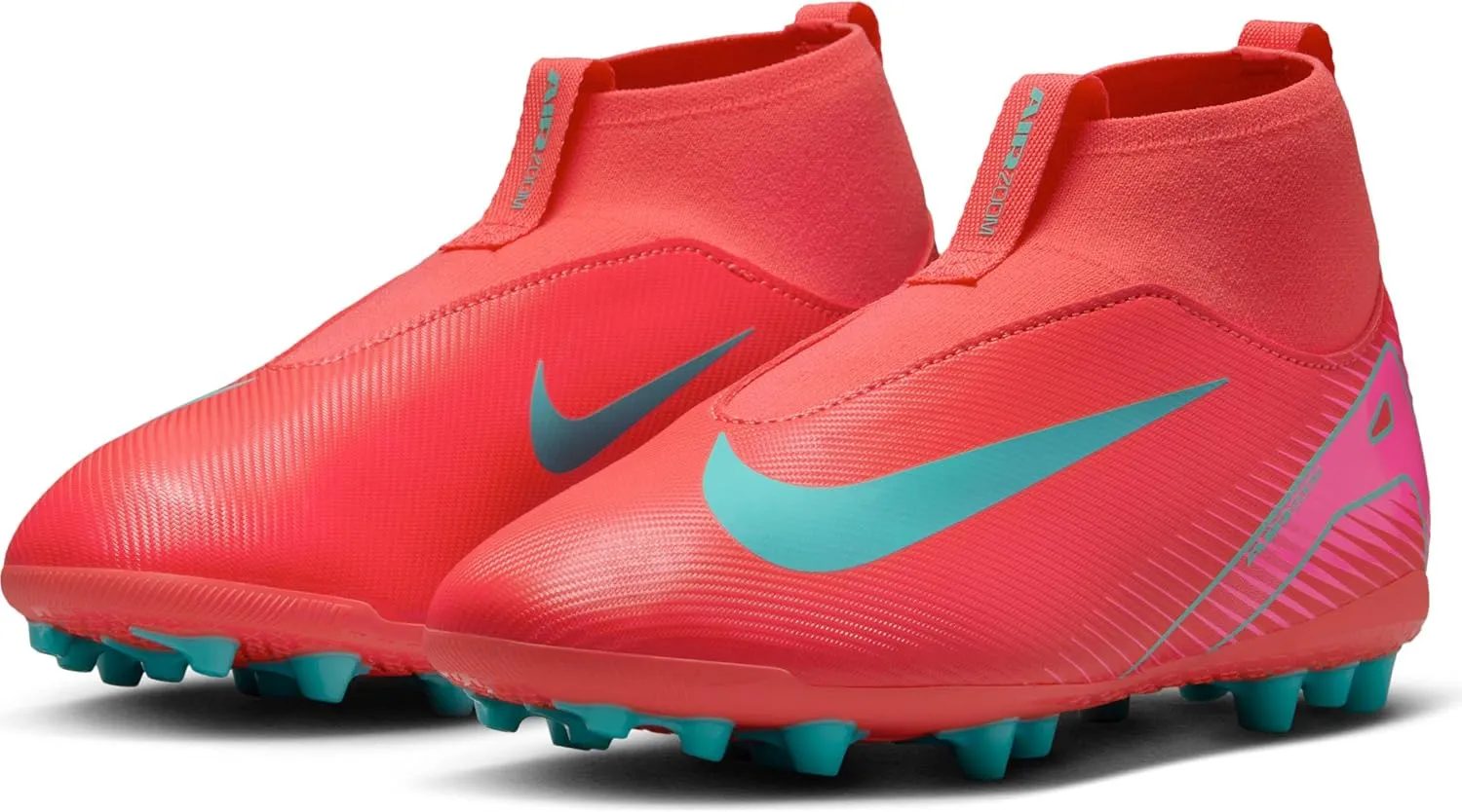 Nike Jr. Mercurial Superfly 10 Academy Little/Big Kids' AG High-Top Soccer Cleats (FQ8308-800, Ember Glow/Aurora Green)