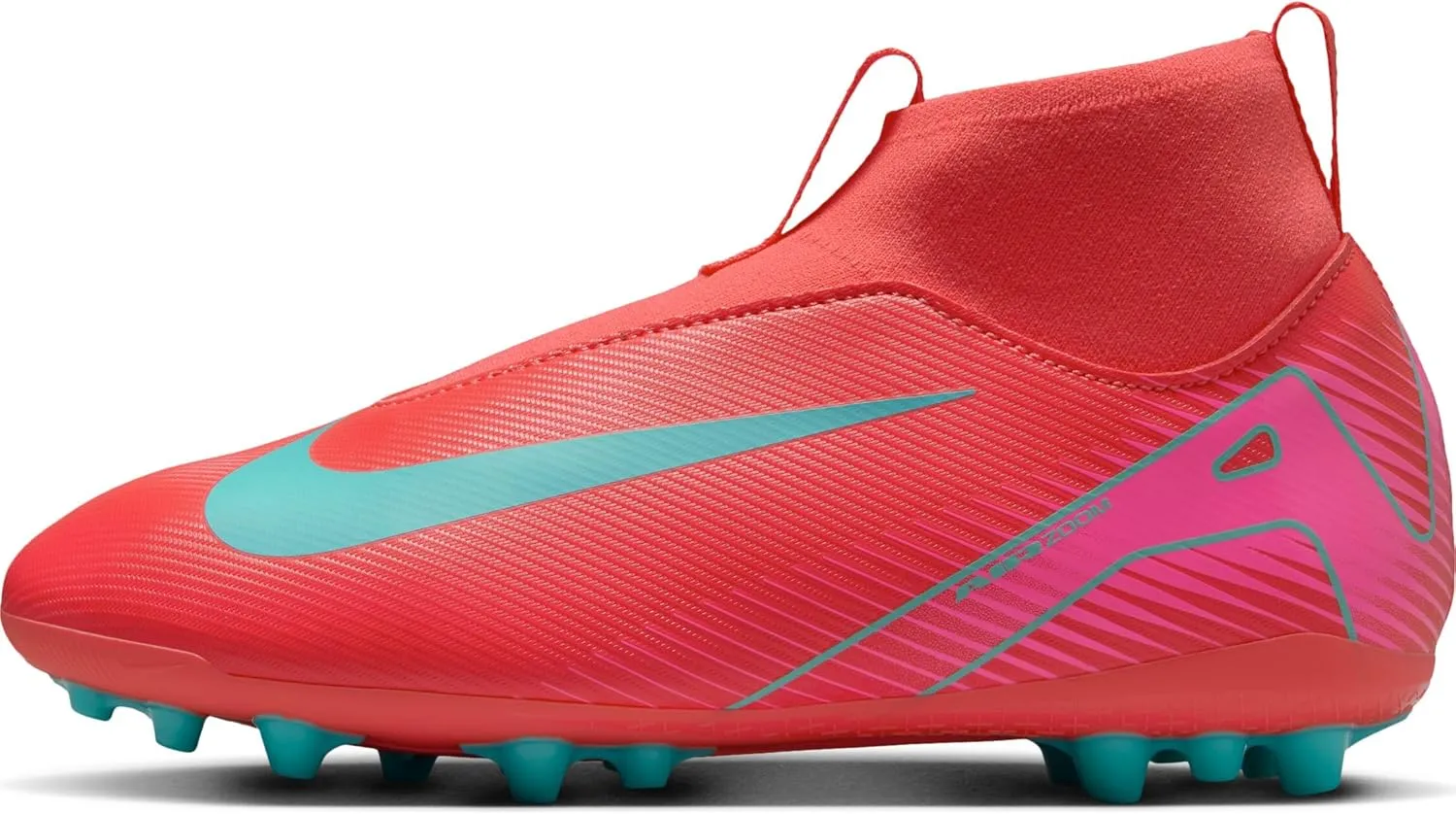 Nike Jr. Mercurial Superfly 10 Academy Little/Big Kids' AG High-Top Soccer Cleats (FQ8308-800, Ember Glow/Aurora Green)