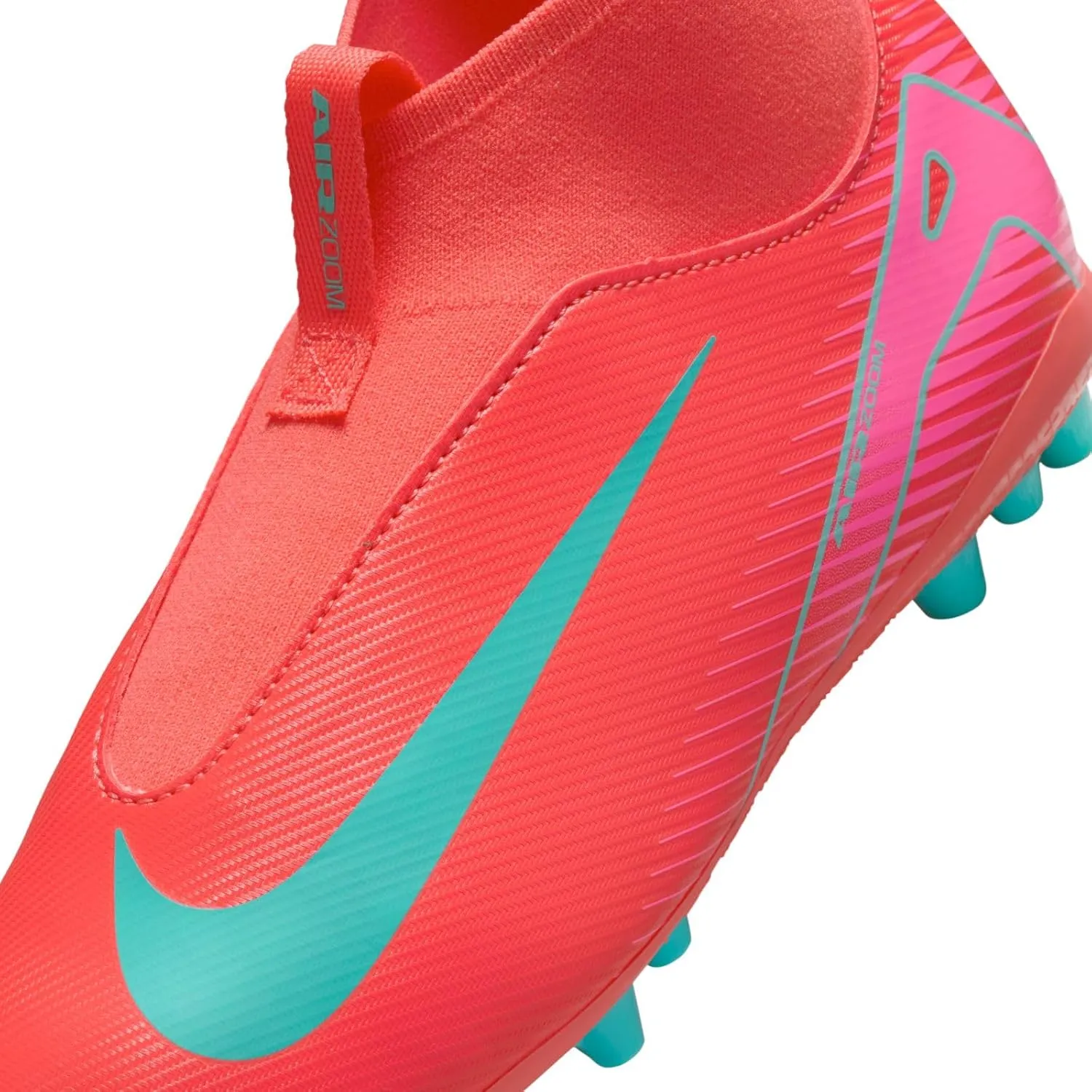 Nike Jr. Mercurial Superfly 10 Academy Little/Big Kids' AG High-Top Soccer Cleats (FQ8308-800, Ember Glow/Aurora Green)