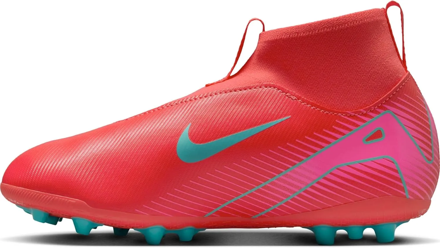 Nike Jr. Mercurial Superfly 10 Academy Little/Big Kids' AG High-Top Soccer Cleats (FQ8308-800, Ember Glow/Aurora Green)