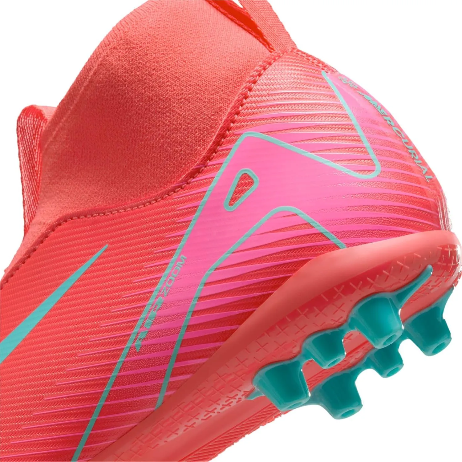 Nike Jr. Mercurial Superfly 10 Academy Little/Big Kids' AG High-Top Soccer Cleats (FQ8308-800, Ember Glow/Aurora Green)