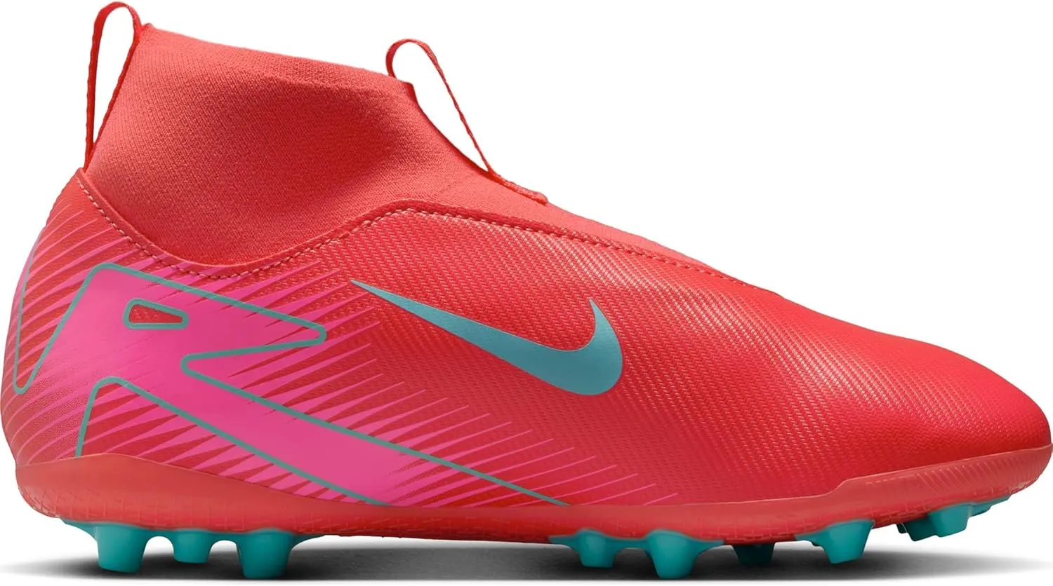 Nike Jr. Mercurial Superfly 10 Academy Little/Big Kids' AG High-Top Soccer Cleats (FQ8308-800, Ember Glow/Aurora Green)