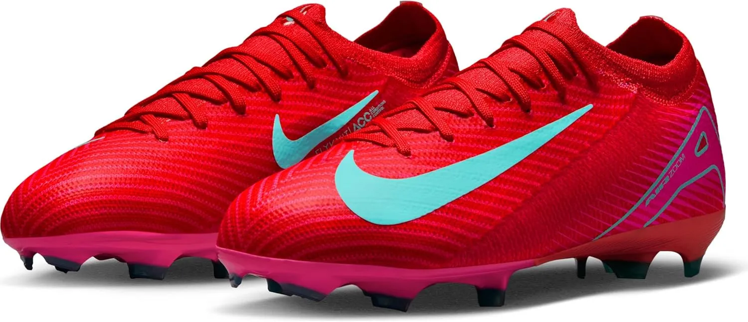 Nike Jr. Mercurial Vapor 16 Pro Little/Big Kids' FG Low-Top Soccer Cleats (HF5448-800, Ember Glow/Aurora Green)