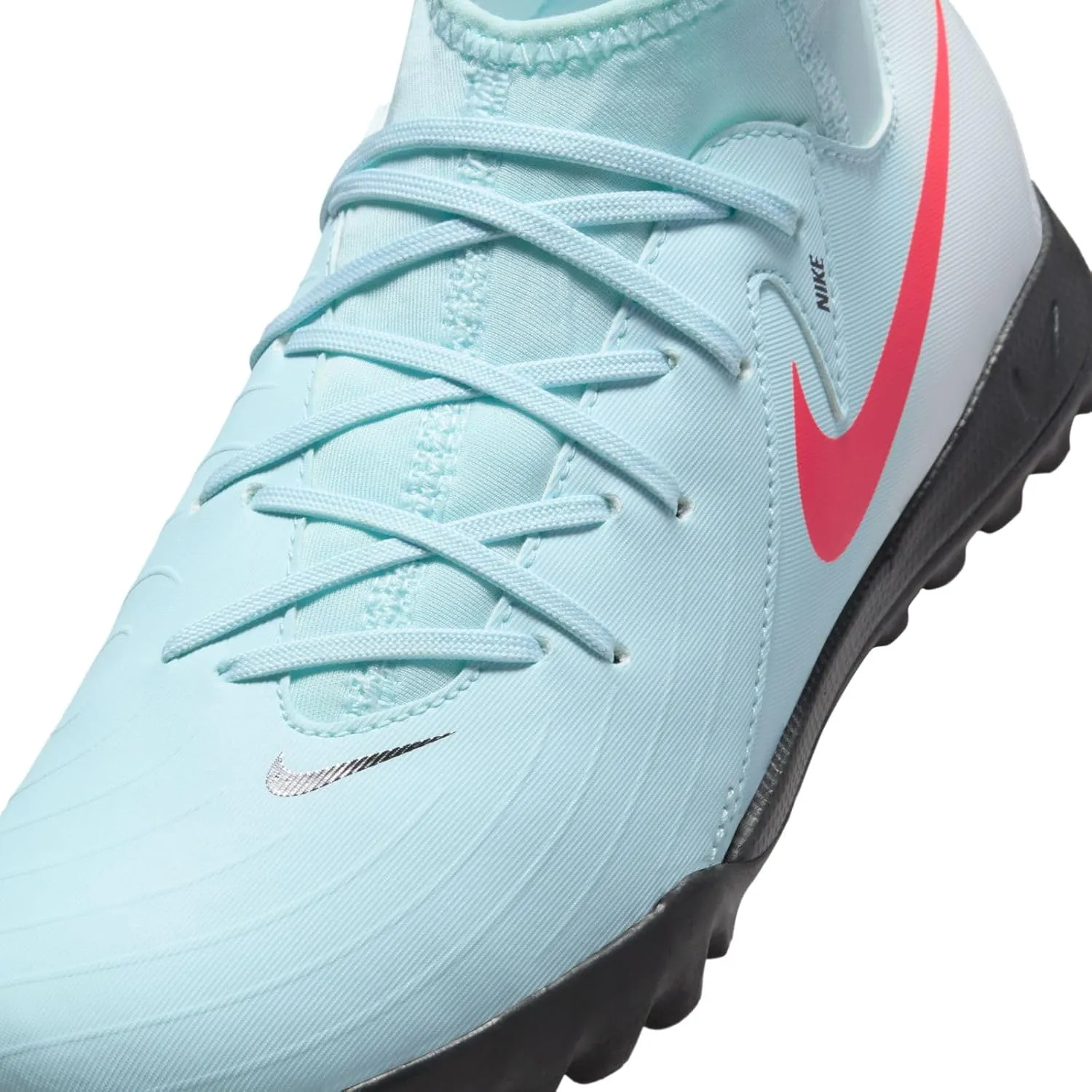 Nike Jr. Phantom Luna 2 Academy Little/Big Kids' TF Soccer Shoes (FJ2610-300, Mint/Off Noir/Atomic Red)
