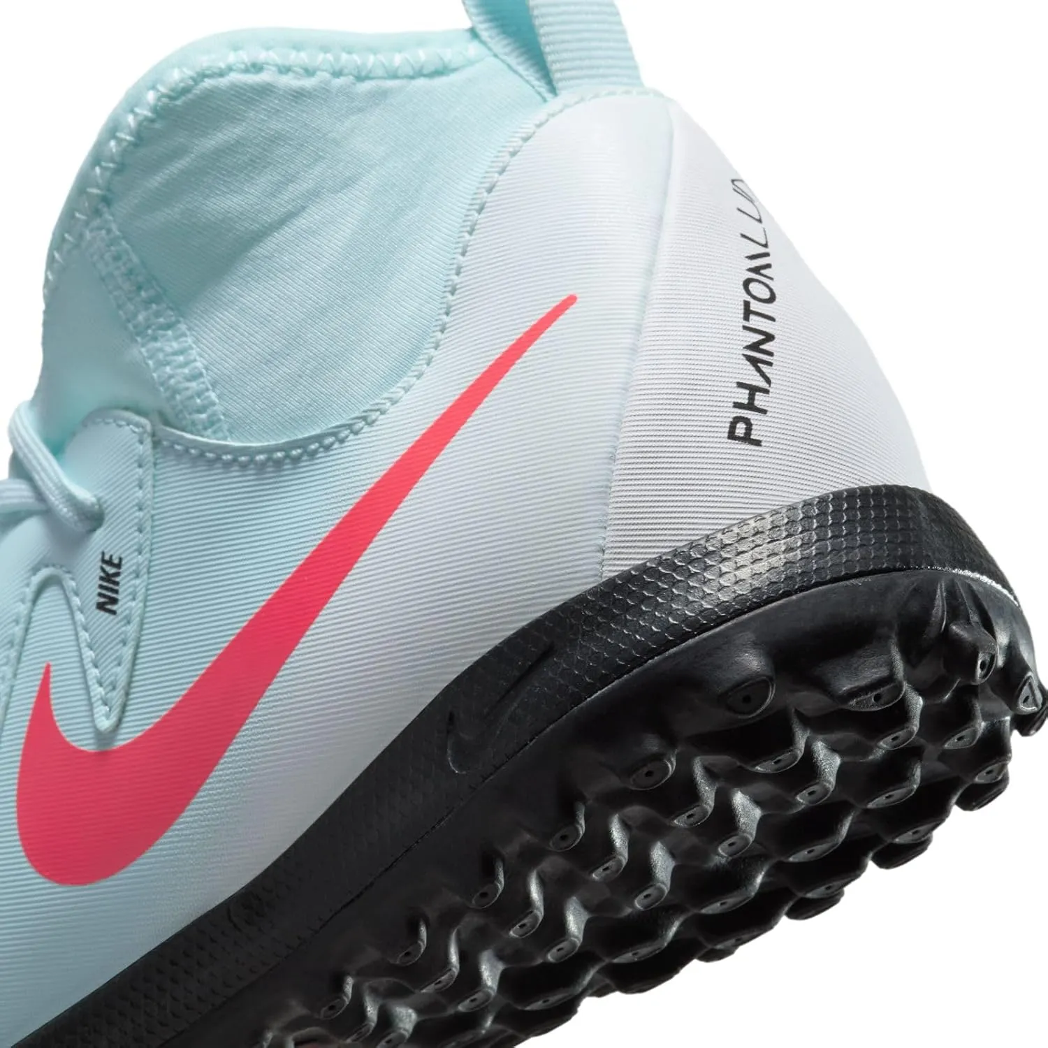 Nike Jr. Phantom Luna 2 Academy Little/Big Kids' TF Soccer Shoes (FJ2610-300, Mint/Off Noir/Atomic Red)