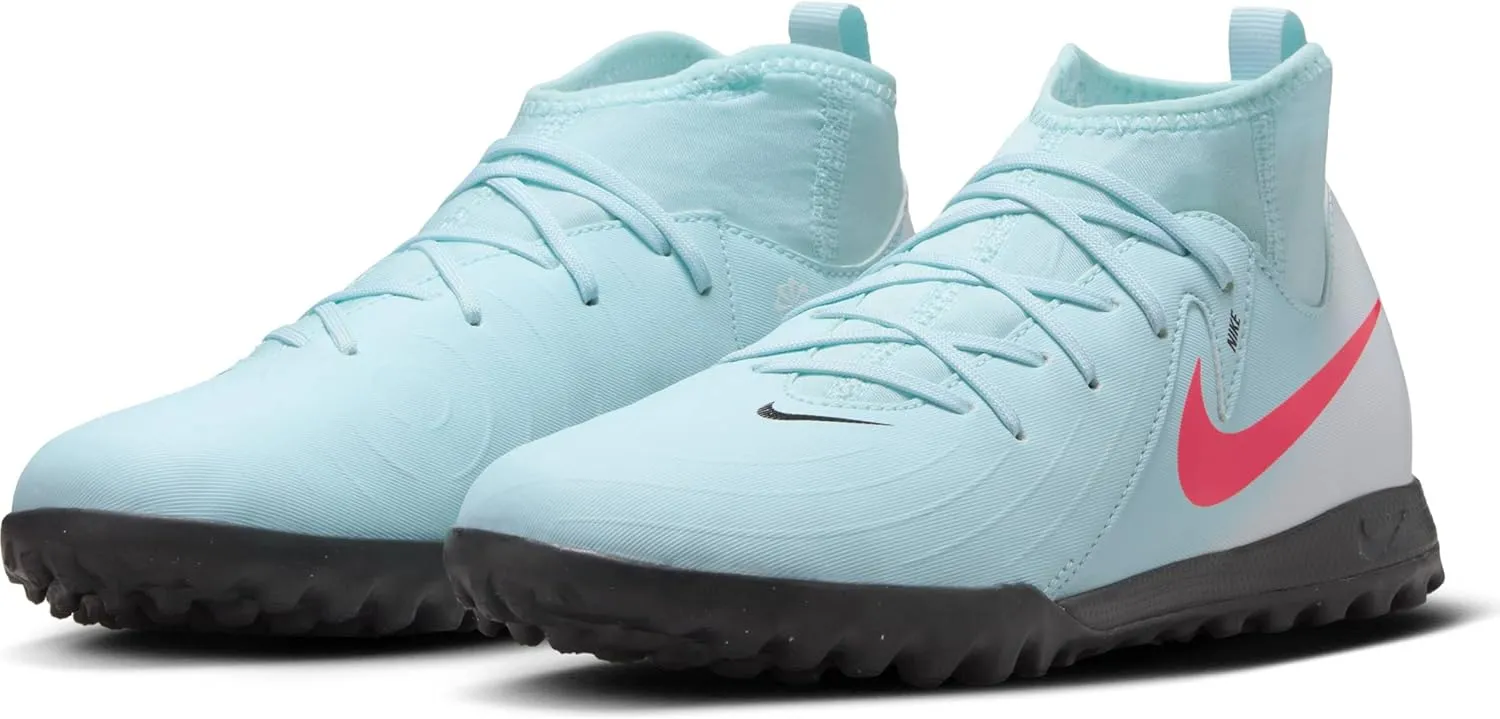 Nike Jr. Phantom Luna 2 Academy Little/Big Kids' TF Soccer Shoes (FJ2610-300, Mint/Off Noir/Atomic Red)