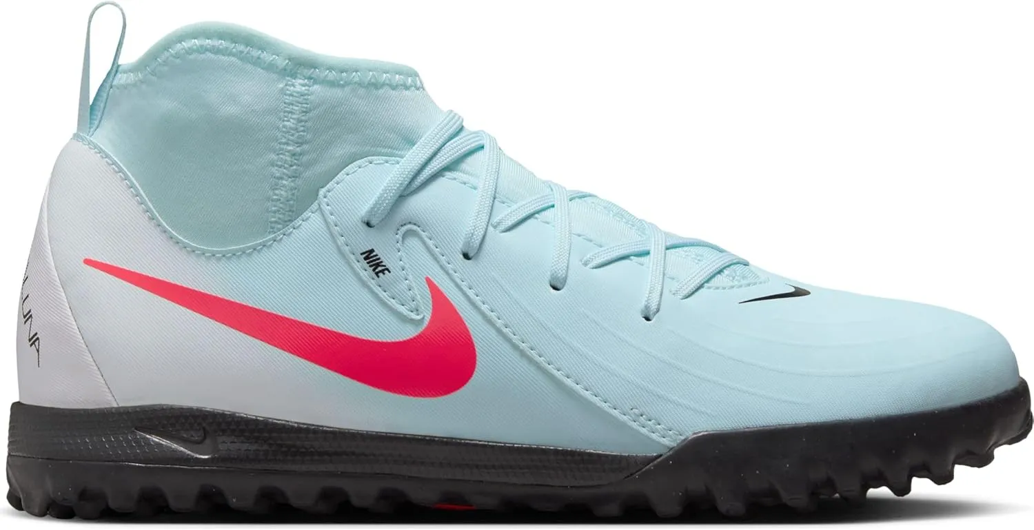 Nike Jr. Phantom Luna 2 Academy Little/Big Kids' TF Soccer Shoes (FJ2610-300, Mint/Off Noir/Atomic Red)