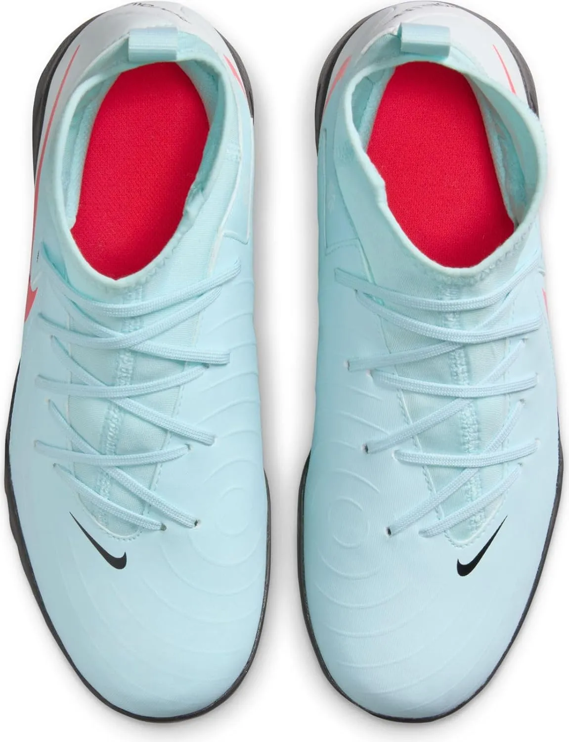 Nike Jr. Phantom Luna 2 Academy Little/Big Kids' TF Soccer Shoes (FJ2610-300, Mint/Off Noir/Atomic Red)
