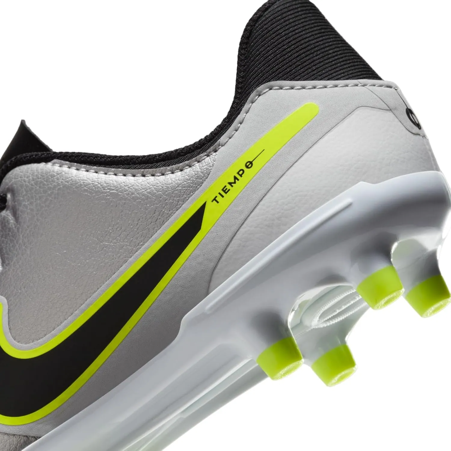 Nike Jr. Tiempo Legend 10 Academy Little/Big Kids' Multi-Ground Low-Top Soccer Cleats (DV4348-001, Metallic Silver/Volt/Black)