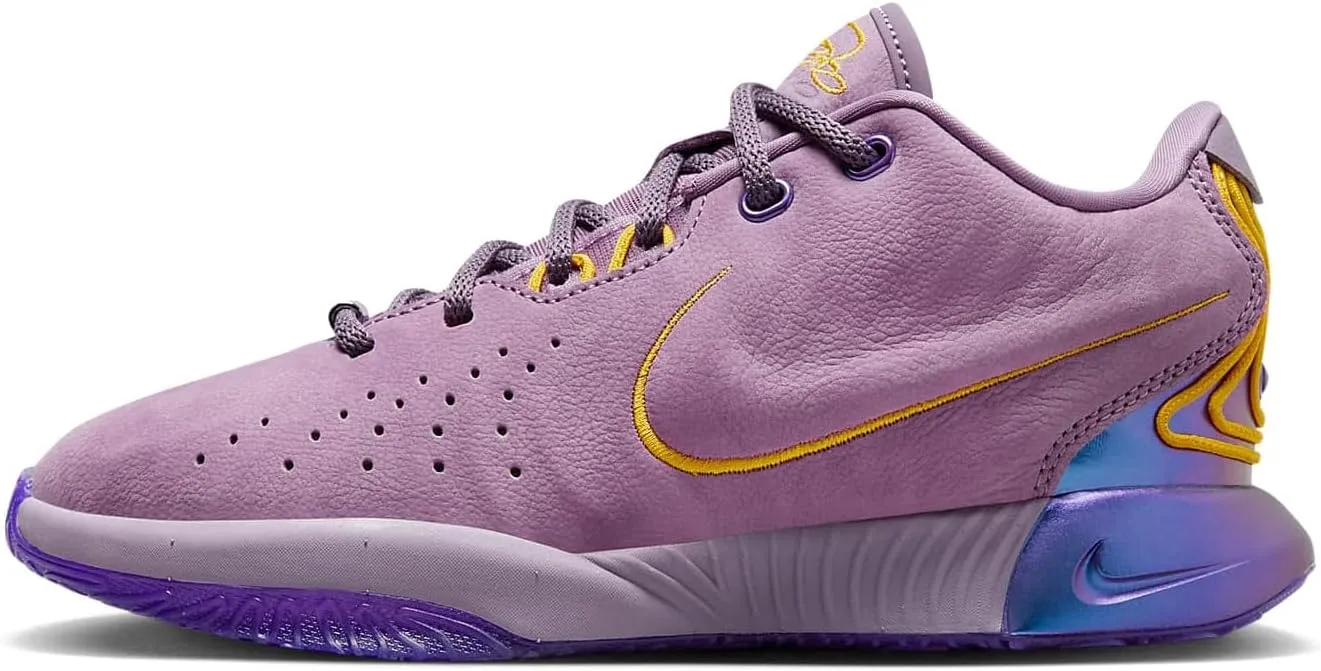 NIKE Lebron XXI Freshwater Big Kids' Basketball Shoes (FZ7189-500, Violet Dust/Purple Cosmos/University Gold) Size 6.5