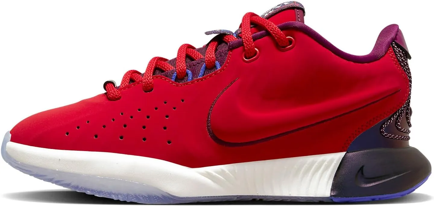 NIKE Lebron XXI SE Movie Night Big Kids' Basketball Shoes (FN4305-600, University Red/Bordeaux/Blue Joy/Ivory) Size 5