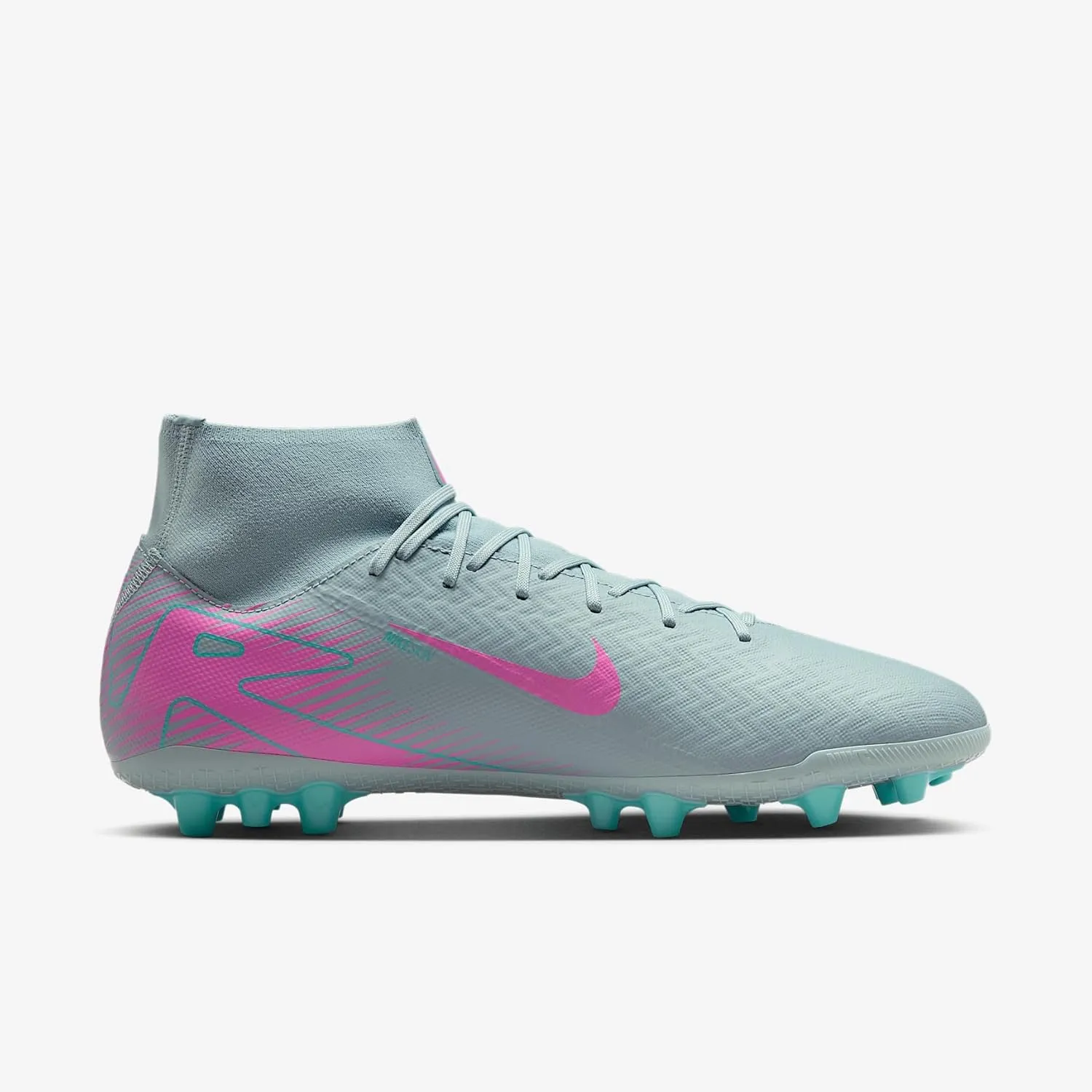 Nike Mercurial Superfly 10 Academy AG High-Top Soccer Cleats (FQ8329-301, Ocean Cube/Pink Blast)