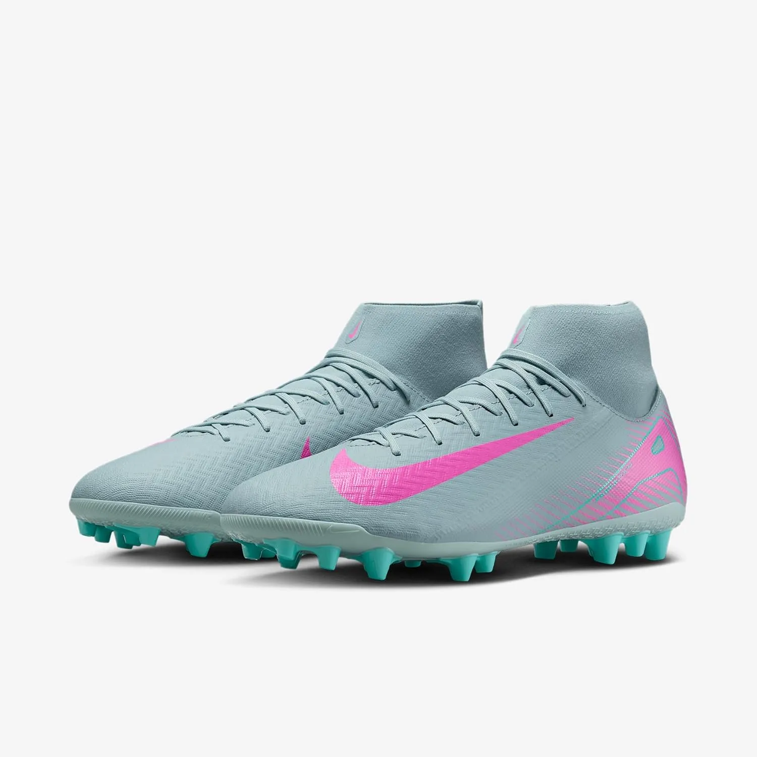 Nike Mercurial Superfly 10 Academy AG High-Top Soccer Cleats (FQ8329-301, Ocean Cube/Pink Blast)