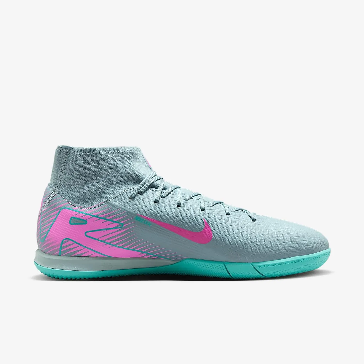 Nike Mercurial Superfly 10 Academy IC High-Top Soccer Shoes (FQ8332-301, Ocean Cube/Pink Blast)