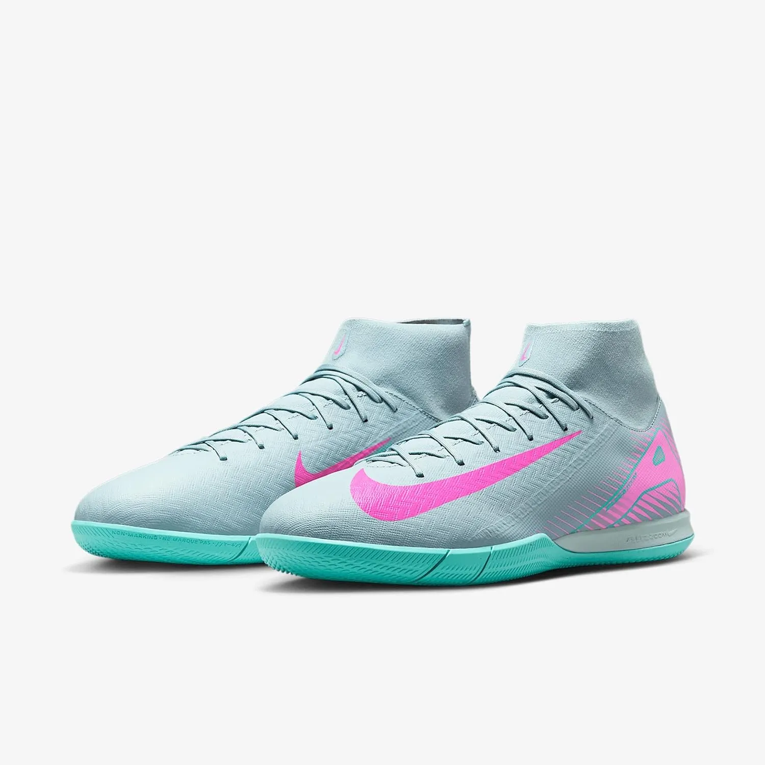 Nike Mercurial Superfly 10 Academy IC High-Top Soccer Shoes (FQ8332-301, Ocean Cube/Pink Blast)