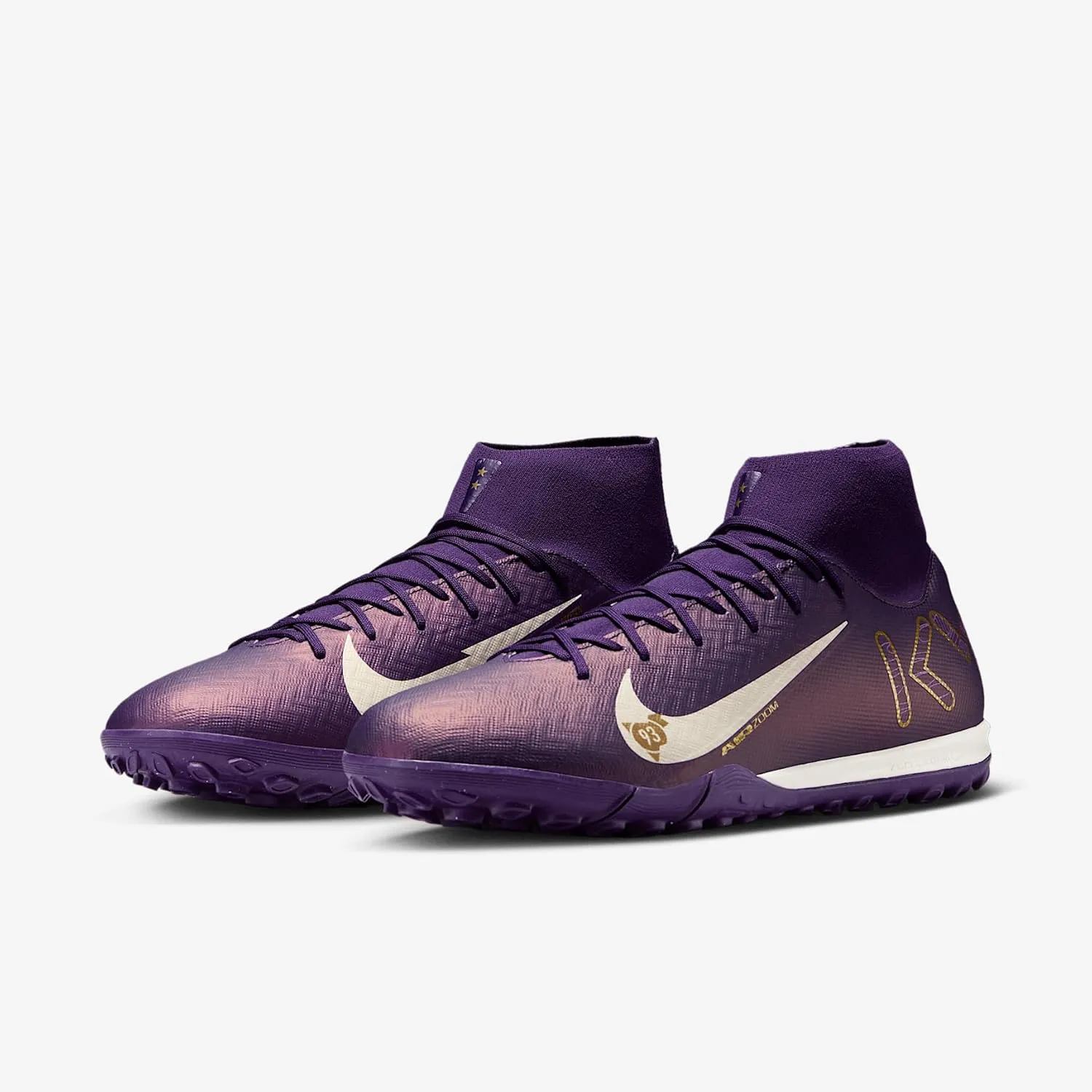 Nike Mercurial Superfly 10 Academy Kylian Mbappe TF High-Top Soccer Shoes (FQ8333-500, Grand Purple/Pale Ivory)