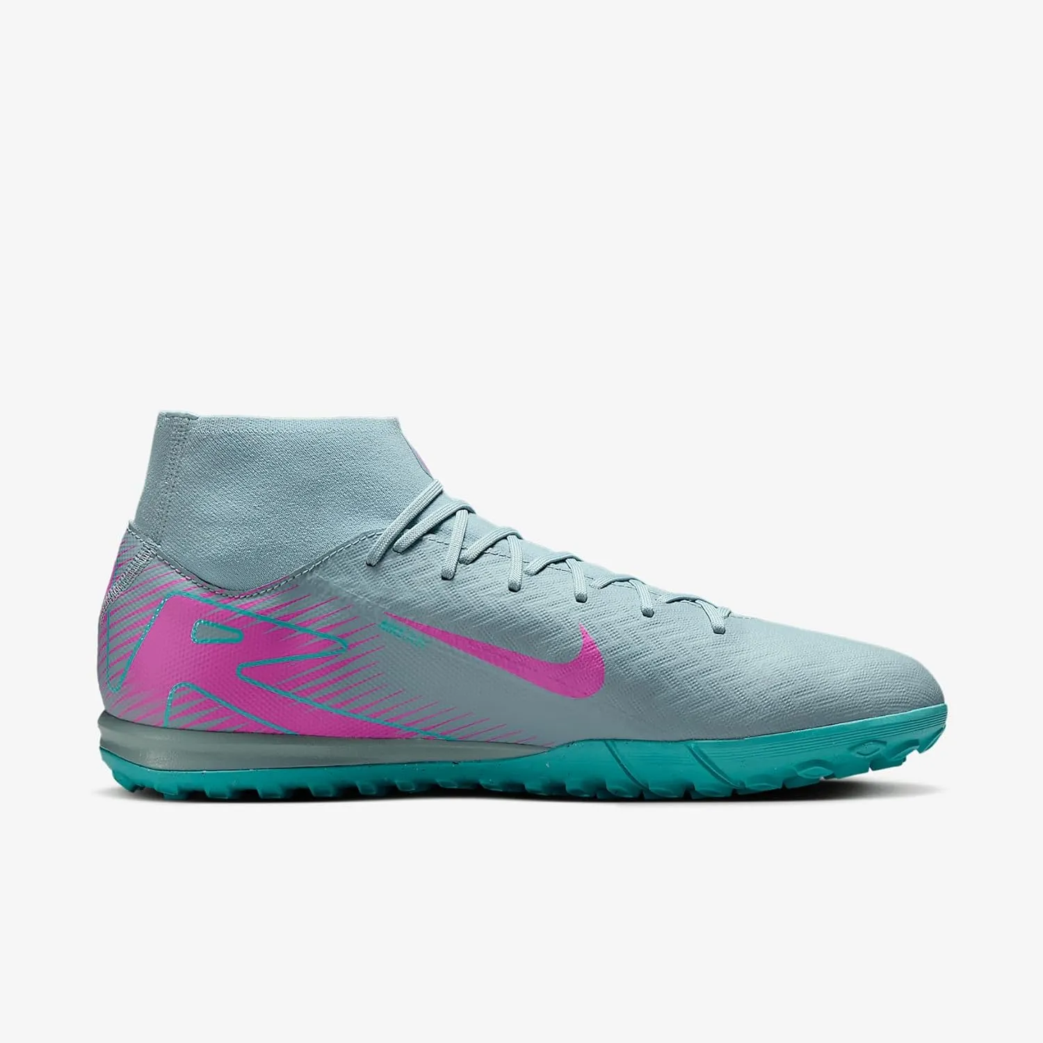 Nike Mercurial Superfly 10 Academy TF High-Top Soccer Shoes (FQ8331-301, Ocean Cube/Pink Blast)
