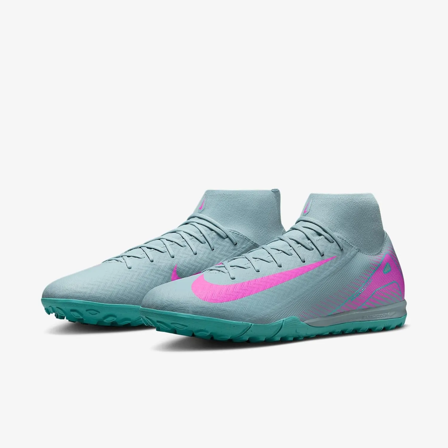 Nike Mercurial Superfly 10 Academy TF High-Top Soccer Shoes (FQ8331-301, Ocean Cube/Pink Blast)