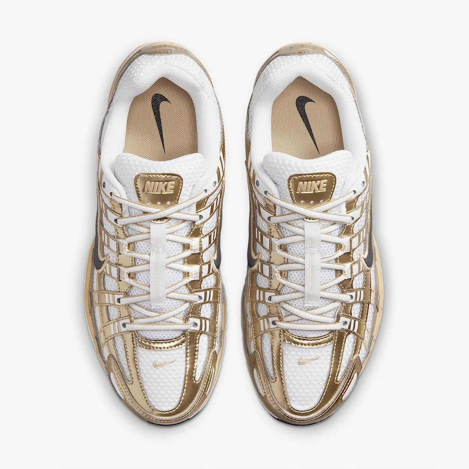 Nike P-6000 Womens Running Shoes (White/Grain/Metallic Gold Grain/Black) (IF1787-100, Black/White/Yellow)