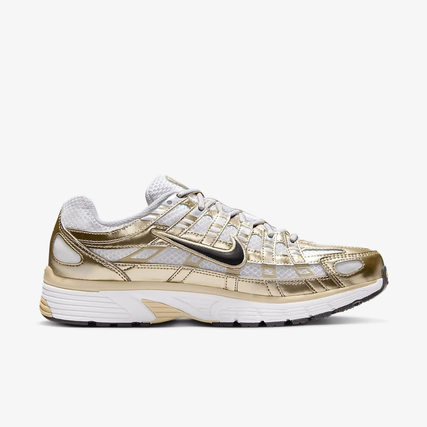 Nike P-6000 Womens Running Shoes (White/Grain/Metallic Gold Grain/Black) (IF1787-100, Black/White/Yellow)