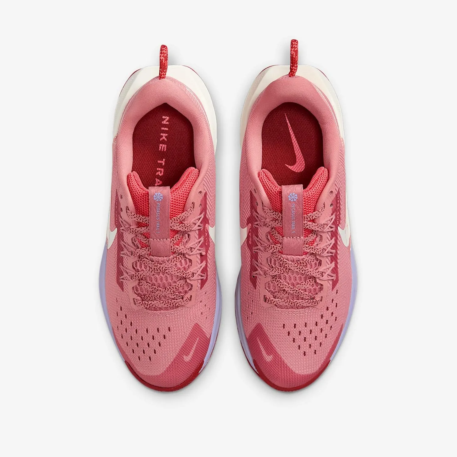Nike Pegasus Trail 5 Big Kids' Running Shoes (FV5638-600, Red Stardust/Sail/Lilac Ice/Mars Stone)