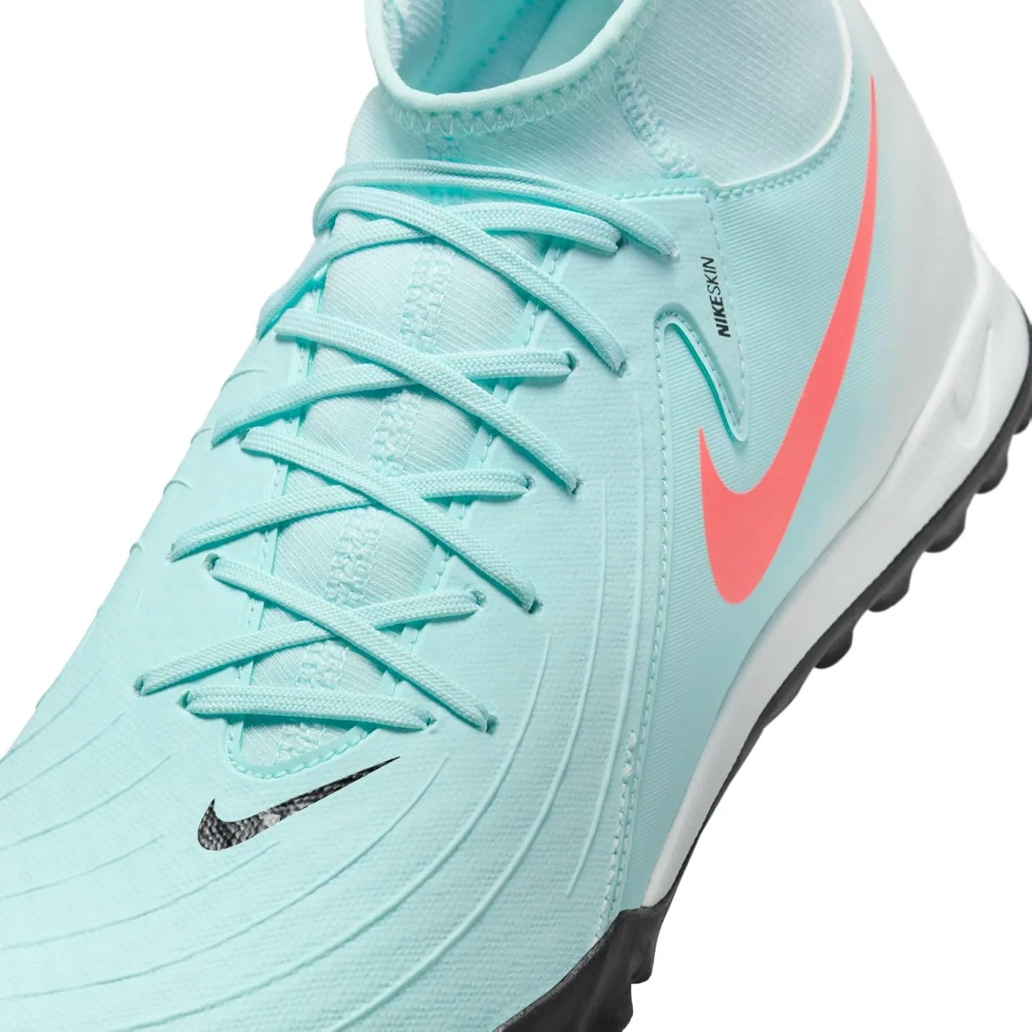 Nike Phantom Luna 2 Academy TF High-Top Soccer Shoes (FJ2566-300, Mint/Off Noir/Atomic Red)