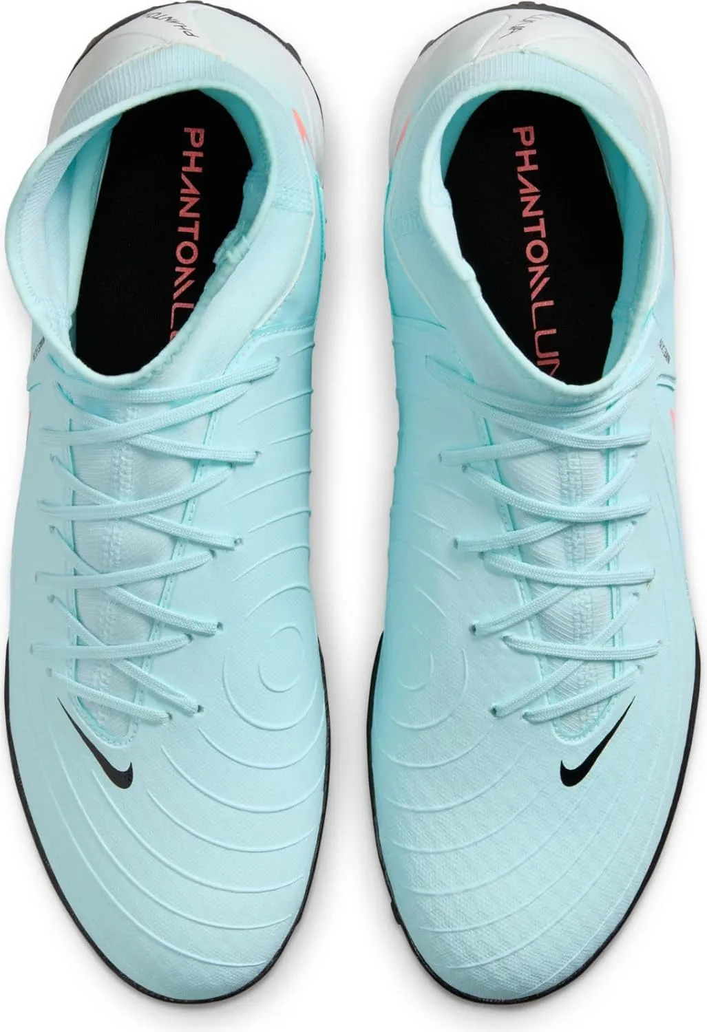 Nike Phantom Luna 2 Academy TF High-Top Soccer Shoes (FJ2566-300, Mint/Off Noir/Atomic Red)