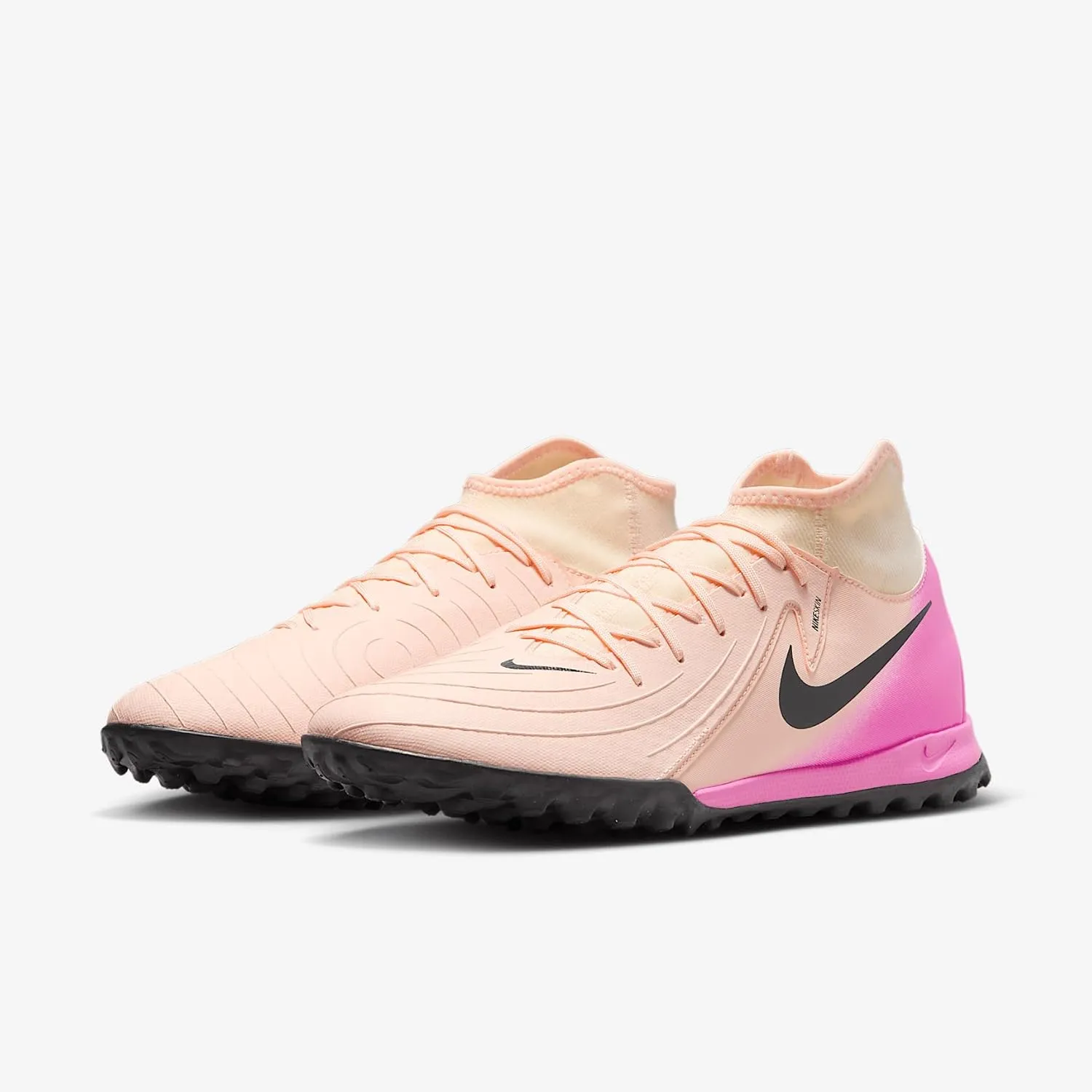 Nike Phantom Luna 2 Academy TF High-Top Soccer Shoes (FJ2566-800, Crimson Tint/Pink Blast/Black)
