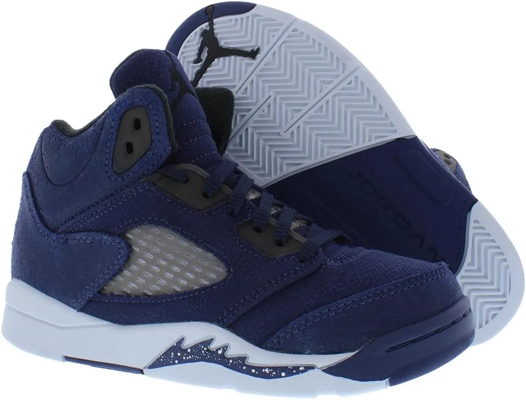 NIKE Preschool Air Jordan 5 Retro 'Olive' Army Olive/Solar Orange (440889 308) PS Little Kids Shoe, White/Gym Red-black